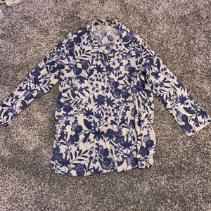 Flax mens floral button down long sleeve collared shirt